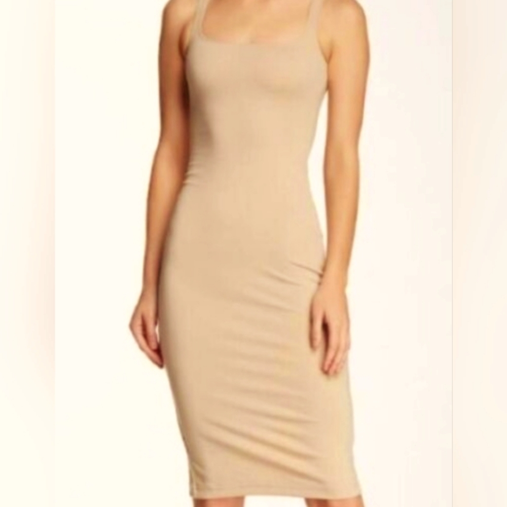 American Apparel Ponte Tank Midi Dress in Moonlight Nude
